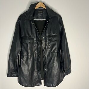 Streetwear Society faux leather snap front shirt M